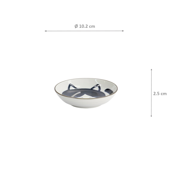 TDS, Round-Sauce Bowl, Kawaii Cat Neko, Ø 10.2x2.5cm - Item No. 33496
