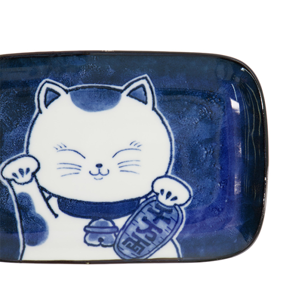 TDS, Quadratischer Teller, Kawaii Cat Neko, Blau, 16,3x10,2cm, Art.-Nr. 33501
