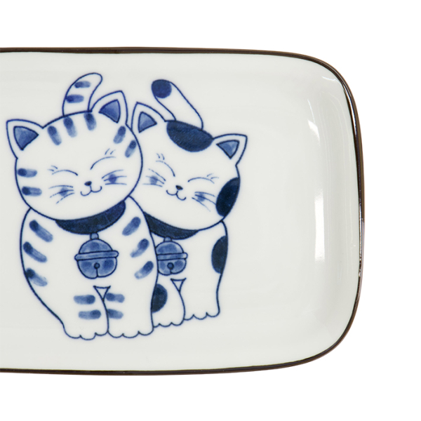 TDS, Quadratischer Teller, Kawaii Cat Neko, Blau, 16,3x10,2cm, Art.-Nr. 33504