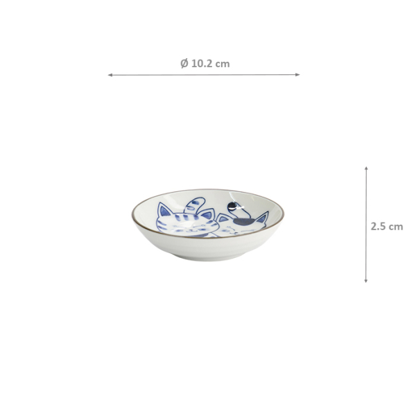 TDS, Round Sauce Bowl, Kawaii Cat Neko, Ø 10.2 x 2.5 cm - Item No. 33505