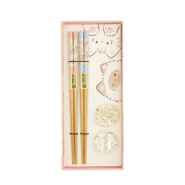 TDS, Chopstick Gift Set, 4 pcs, Kawaii Cats, Item No. 33517