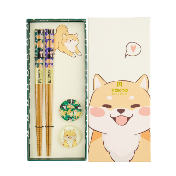 TDS, Chopstick Gift Set, 4 pcs, Shiba, Item No. 33518