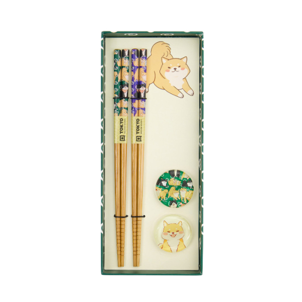 TDS, Chopstick Gift Set, 4 pcs, Shiba, Item No. 33518