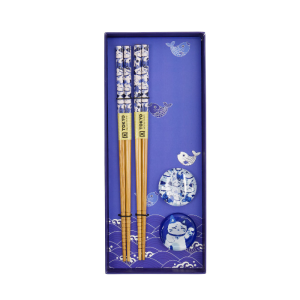 TDS, Chopstick Gift Set, 4 pcs, Lucky Cat, Item No. 33519