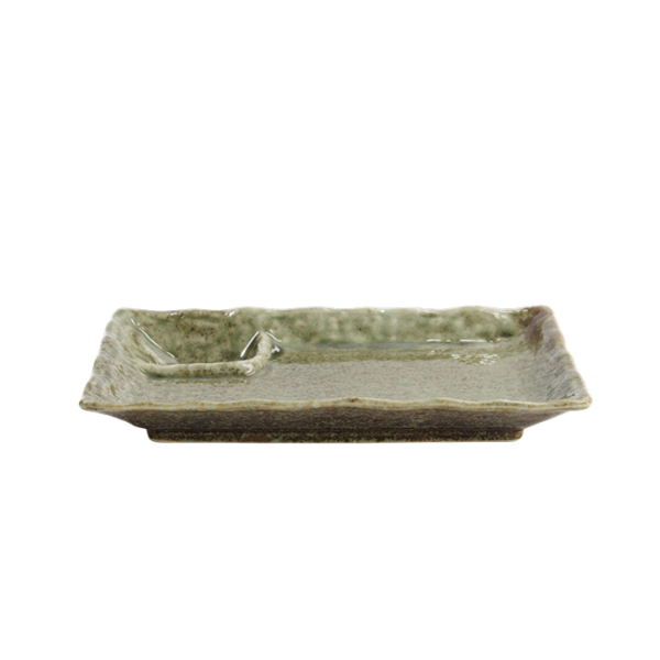TDS, Rechteckige Teller mit Unterteilung, Yamasan Shinryoku, Grün, 21,2x13x2,8cm, Art.-Nr. 33545