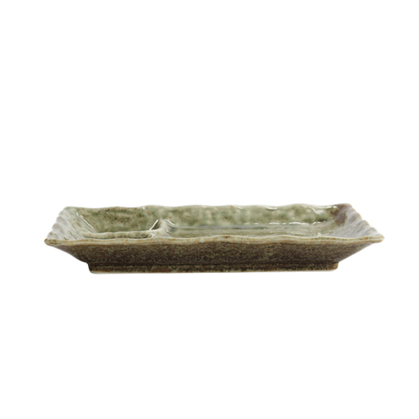 TDS, Rechteckige Teller mit Unterteilung, Yamasan Shinryoku, Grün, 21,2x13x2,8cm, Art.-Nr. 33545