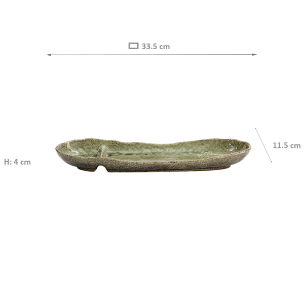 TDS, Oval Teller mit Unterteilung, Yamasan Shinryoku, Grün, 33,5x11,5x4cm, Art.-Nr. 33546