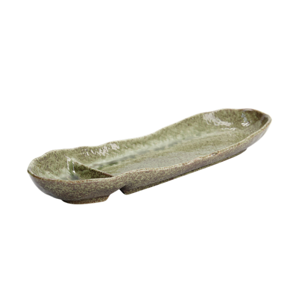 TDS, Oval Teller mit Unterteilung, Yamasan Shinryoku, Grün, 33,5x11,5x4cm, Art.-Nr. 33546