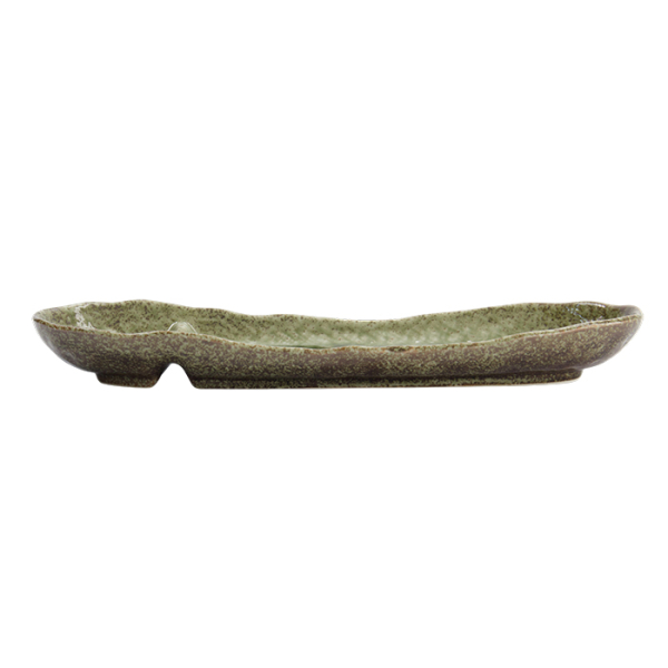 TDS, Oval Teller mit Unterteilung, Yamasan Shinryoku, Grün, 33,5x11,5x4cm, Art.-Nr. 33546