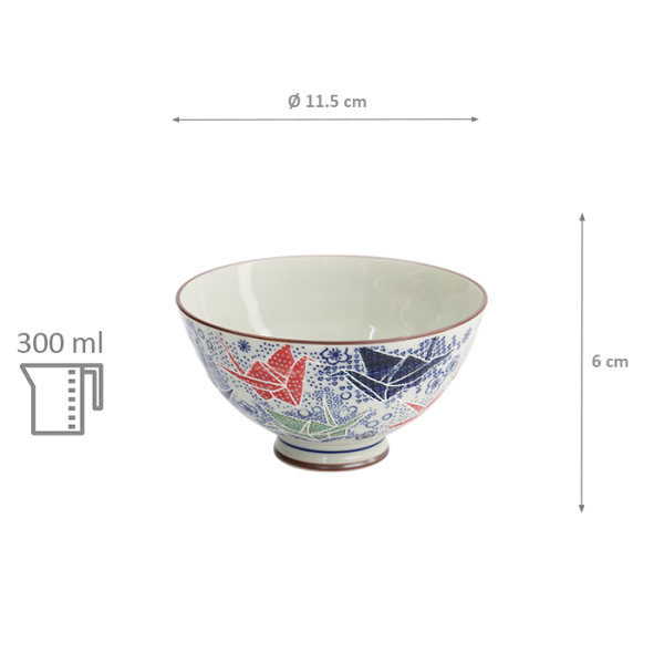 TDS, Rice Bowl, Kawaii Origami Crane, Ø 11.5x6cm 300ml, Item No. 33590