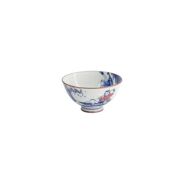 Reisschale Kawaii Wave Cat Blau/Rot, Porzellan, Ø 11,5 × 6 cm, 300 ml, Art.-Nr. 33597