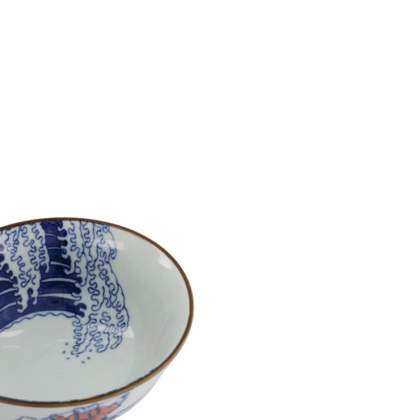 Tayo Bowl Kawaii Wave Cat Blue/Red, Porcelain, Ø 15 × 7 cm, Item No. 33598