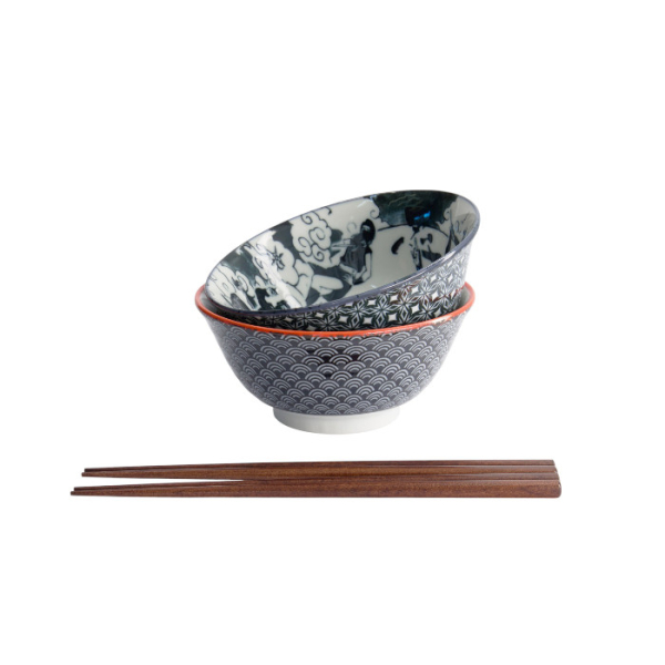 TDS, Tayo Schalen Geschenk-Set, Asakusa, 2Stk mit Essstäbchen, Ø 14,8x7 cm 550ml, Art.-Nr. 33604