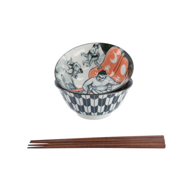 TDS, Tayo Schalen Geschenk-Set, Asakusa, 2Stk mit Essstäbchen, Ø 14,8x7 cm 550ml, Art.-Nr. 33605