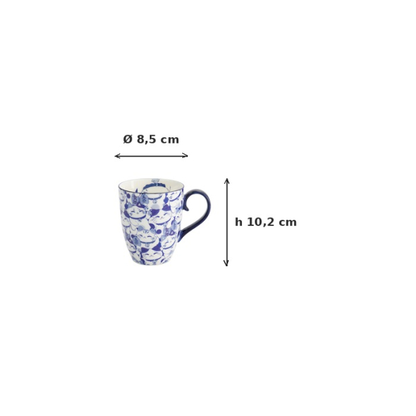 Mug Kawaii Blue Maneko Blue in Gift Box, Porcelain, Ø 8.5 × 10.2 cm, 380 ml, Item No. 33612