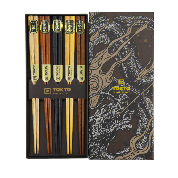 TDS, 5 Paar Essstäbchen Geschenkset, Gold/Silver Dragon, Art.-Nr. 33632