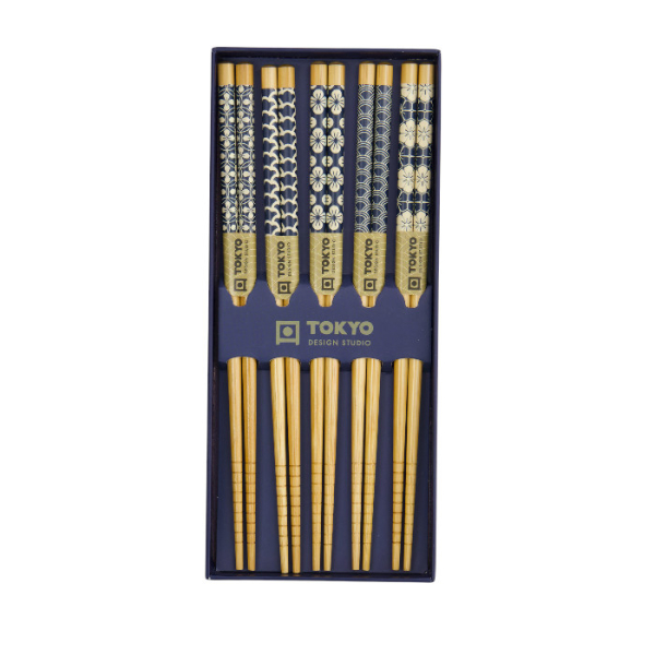 TDS, Chopstick Gift Set, Blue Wave, 5 pair, Item No. 33641