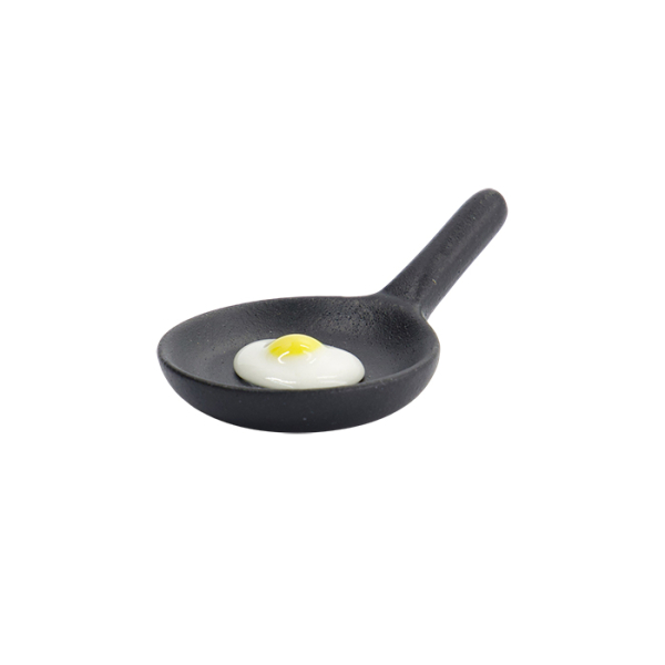 Chopstick Rest Kawaii Pan with Egg, Ceramic, 6.7 × 4.3 × 2.1 cm, Item No. 33688