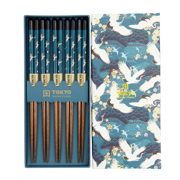 TDS, 5 Paar Essstäbchen-Geschenkset, Crane, Art.-Nr. 33702