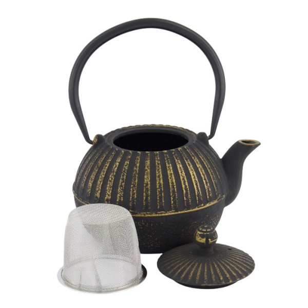 TDS, WY Teekanne aus Gusseisen, Schwarz/Gold, 0,5 L, Art-Nr. 33703