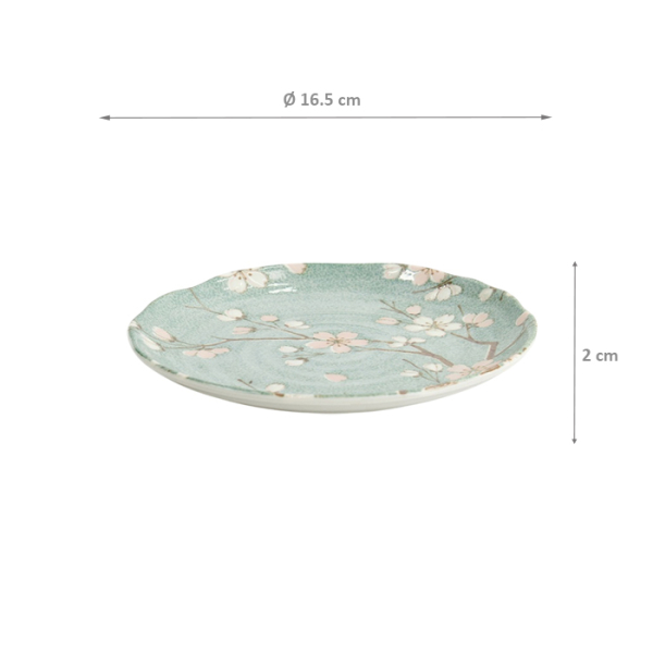 TDS, Plate, Fujisakura, Green Ø 16.5x2cm, Item No. 33707