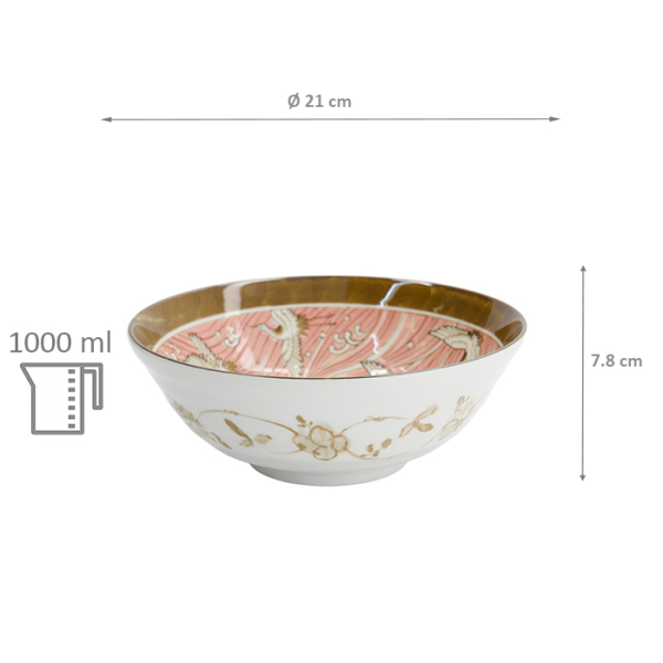 TDS, Ramen Schale, Crane, Rosa, Ø 21x7,8cm 1000ml, Art.-Nr. 33711