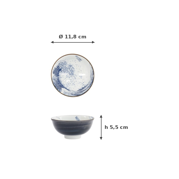 Reisschale Hokusai Weiß/Blau, Porzellan, Ø 11,8 × 5,5 cm, 300 ml, Art.-Nr. 33730