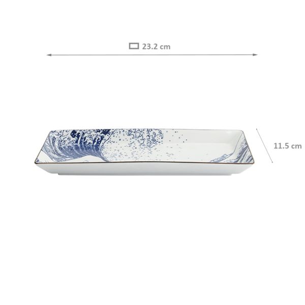 TDS, Sushi Platte, Hokusai, Weiß/Blau, 23,2 x 11,5cm - Art Nr. 33732