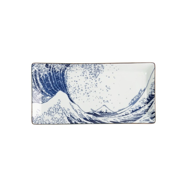 Sushi Plate Hokusai Blue/White, Porcelain, 23.2 × 11.5 cm, Item No. 33732