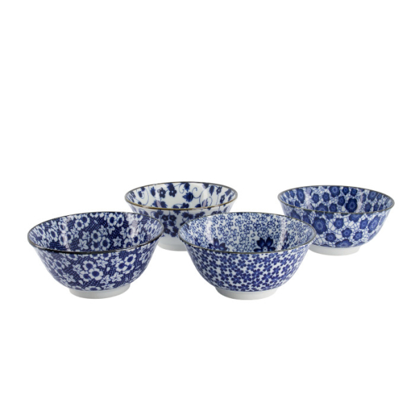 TDS, Tayo Bowl Giftset, 4 Pcs, Mixed Bowls, Blue/White, Ø 15x7cm 500ml, Item No. 33747
