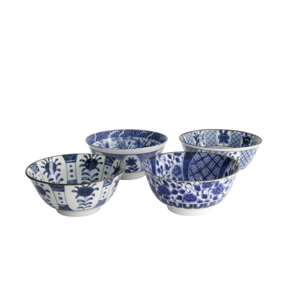 TDS, Tayo Bowl Giftset, 4 Pcs, Mixed Bowls, Blue/White, Ø 15x7cm 500ml, Item No. 33748