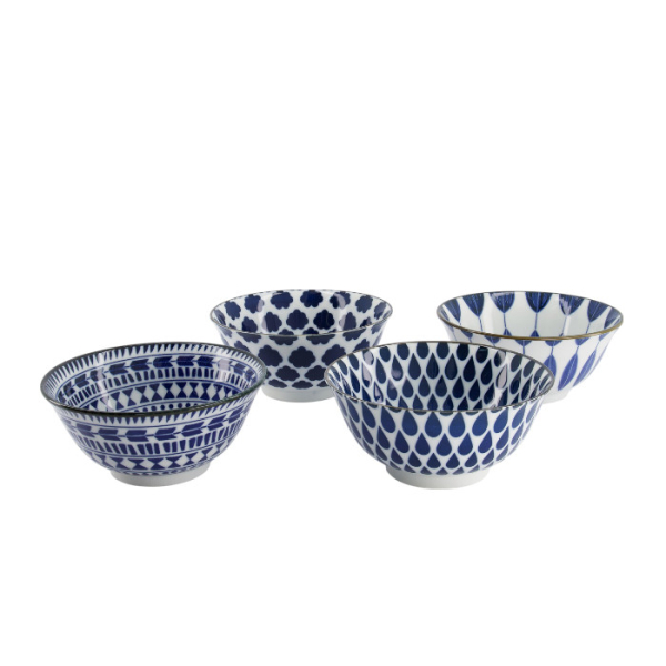 TDS, Tayo Schale Geschenkset, 4 Stk, Mixed Bowls, Blau/Weiß, Ø 15x7cm 500ml , Art.-Nr. 33749