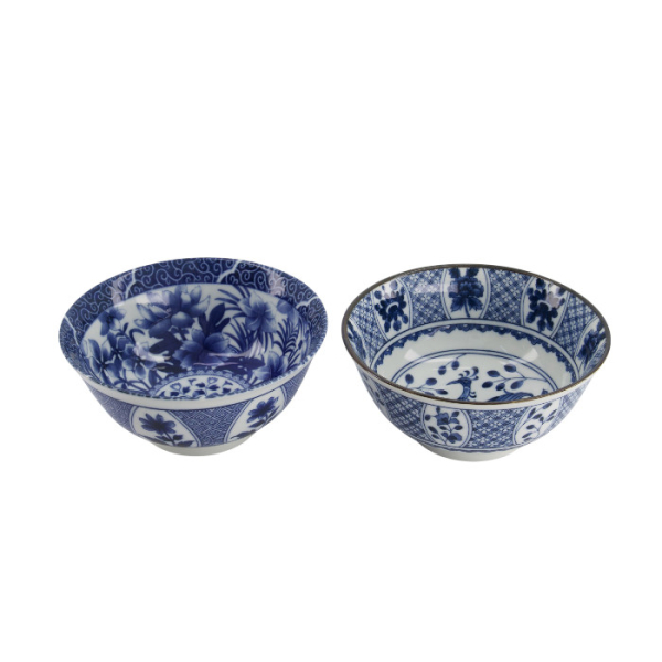 TDS, Tayo Bowl Giftset, 2 Pcs w/Chopsticks, Mixed Bowls, Blue/White, Ø 15x7cm 500ml, Item No. 33751