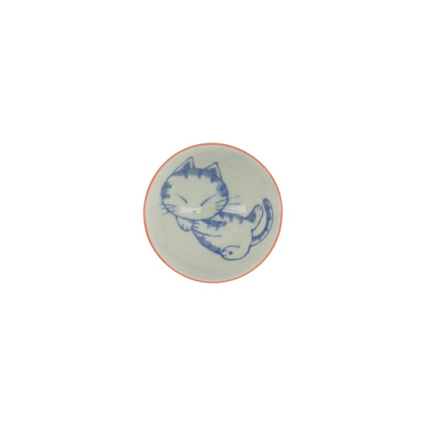 Reisschale Kawaii Sleeping Cat Rot, Porzellan, Ø 11,5 × 6 cm, 300 ml, Art.-Nr. 33765