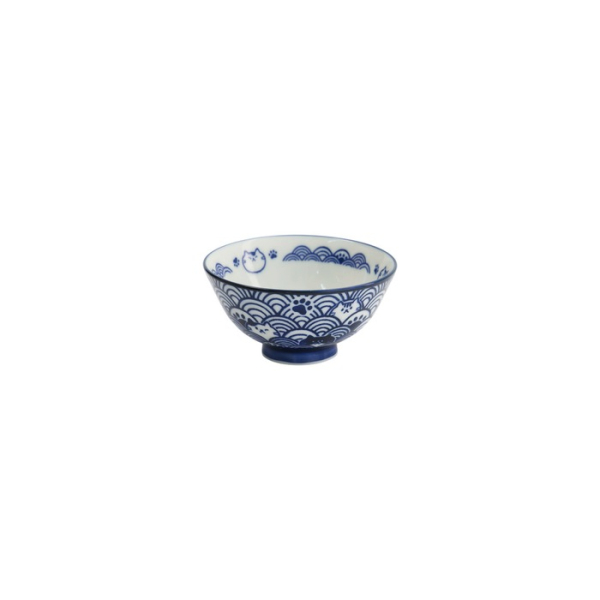 Tokyo Design Studio Reisschale Kawaii Anime Cat Blau, Porzellan, Ø 11,3 × 5,8 cm, 300 ml