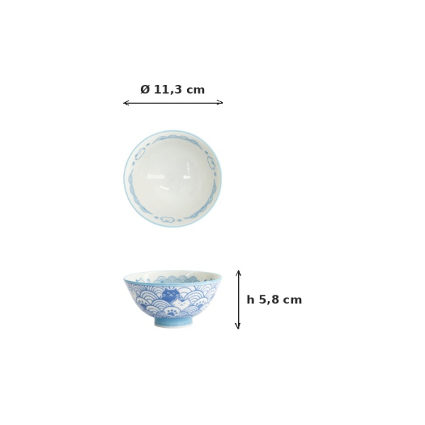 Reisschale Kawaii Anime Cat Hellblau, Porzellan, Ø 11,3 × 5,8 cm, Art.-Nr. 33769