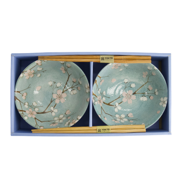 TDS, Tayo Schale Geschenkset, 2 Stk m/Essstäbchen, Fujisakura, Grün, Ø 15,5x7cm 500ml , Art.-Nr. 33783