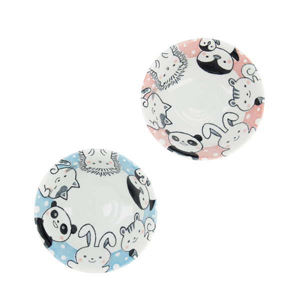 TDS, Tayo Schalen Set, Kawaii Cat Geschenkset, 2Stk mit Essstäbchen, Blau/Rosa, Ø 15.5x7cm 500ml, Art.-Nr. 33786