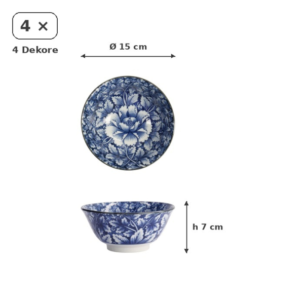 Tayo Bowl Gift Set Hana Blue White, Porcelain, Ø 15 × 7 cm, 500 ml, Item No. 33811