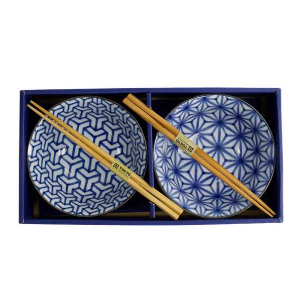 TDS, Mixed Tayo Bowl Giftset with chopsticks, 2 Pcs, Ø 15x7cm 500ml, Item No. 33815