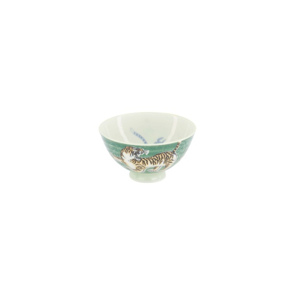 Rice Bowl Kawaii Tiger Green, Porcelain, Ø 11.5 × 6 cm, 300 ml, Item No. 33828