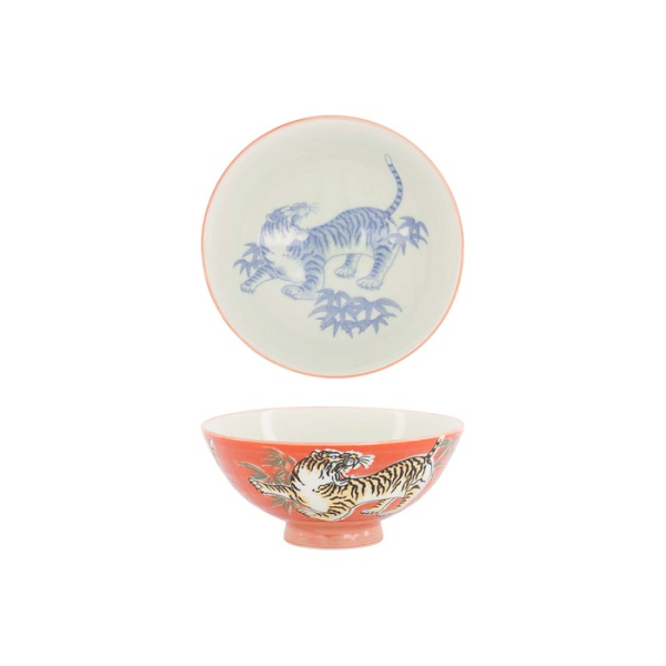 Tokyo Design Studio Bowl Kawaii Tiger Red, Porcelain, Ø 14.5 × 6.5 cm, 500 ml