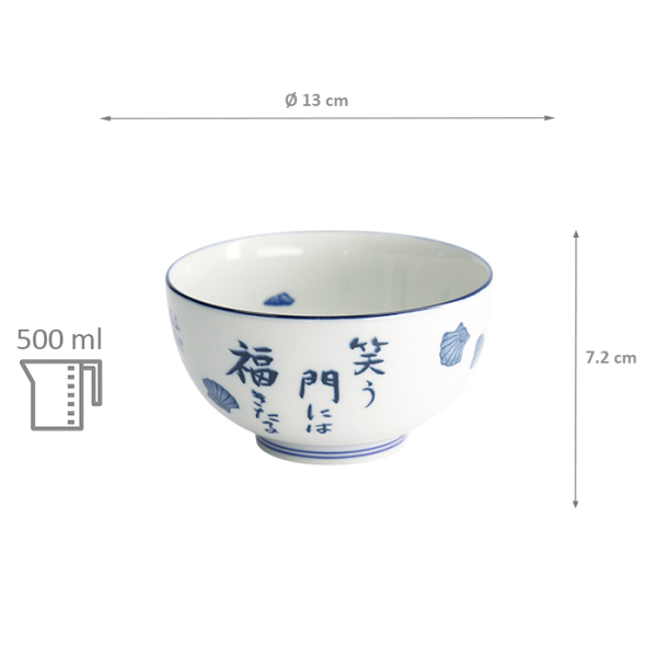TDS, Schale, Kawaii, Blowfish Okonomi, Bl/Wh, Ø 13x7,2cm 500ml - Art Nr. 33850
