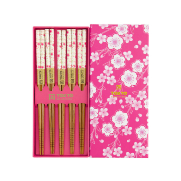 TDS, 5 Paar Essstäbchen, Geshenkset, Pink Blossom, Art.-Nr. 33861
