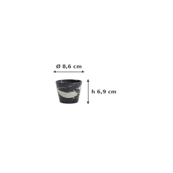 Soba-Tasse Kawaii Black Whale Schwarz, Porzellan, Ø 8,6 × 6,9 cm, 210 ml, Art.-Nr. 33945