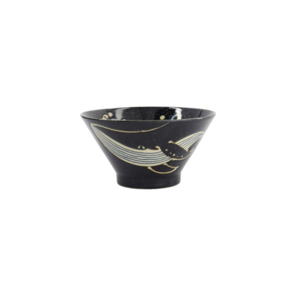 Rice Bowl Kawaii Black Whale, Porcelain, Ø 16 × 8.5 cm, Item No. 33946