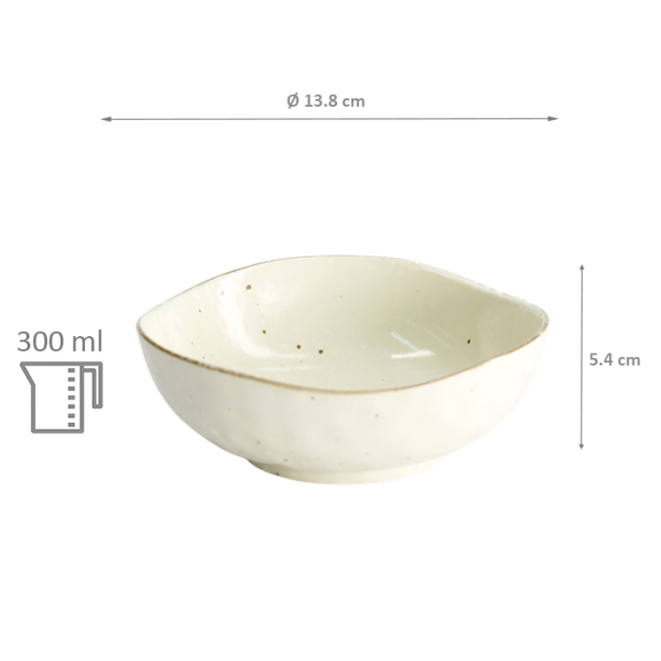 TDS, Oval Bowl, Shirogesho, Ø 13.8 x 5.4 cm 300ml, - Item No. 33964