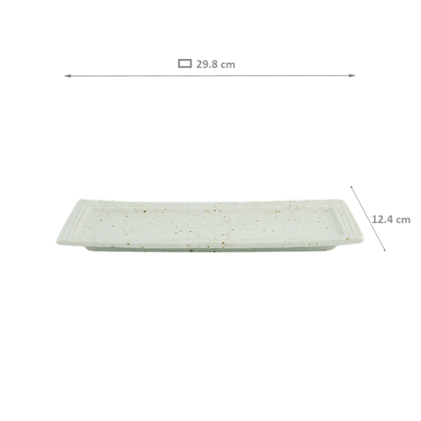 TDS, Rectangular Plate, Teppun Konahiki, White,  29.8x12.4cm, Item No. 33965