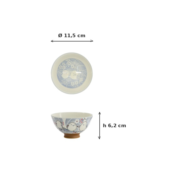 Reisschale Kawaii Bird Grau, Porzellan, Ø 11,5 × 6,2 cm, 300 ml, Art.-Nr. 34034