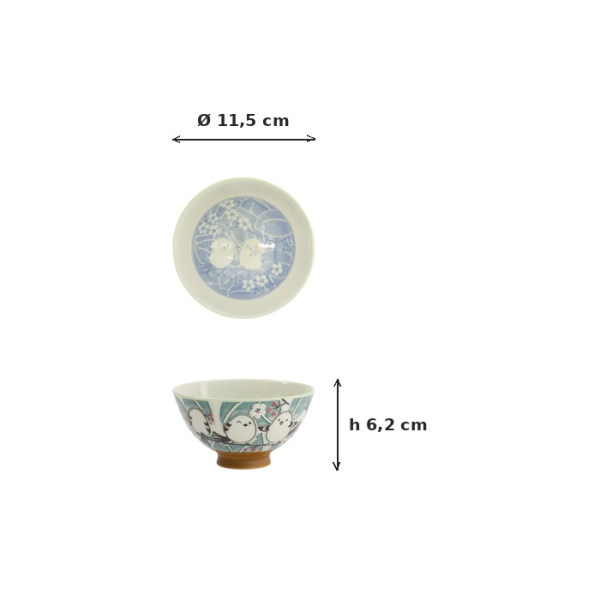 Reisschale Kawaii Bird Grün, Porzellan, Ø 11,5 × 6,2 cm, 300 ml, Art.-Nr. 34035